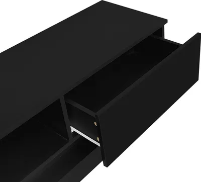 Produktbild von okwish TV-Schrank TV-Lowboard Hochglanz mit 2 Schublade Lange 160cm, Fernsehtisch Wohnzimmerschränke mit LED-Beleuchtung, TV-Möbel für Wohnzimmer, Esszimmer und Schlafzimmer, Schwarz