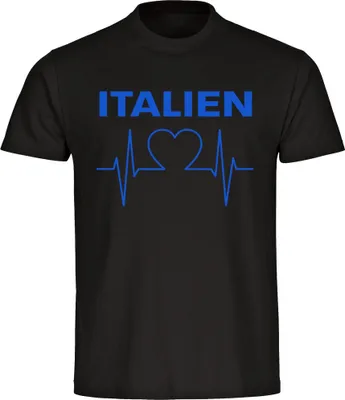 Produktbild von multifanshop Kinder T-Shirt - Italien - Herzschlag, schwarz, Größe 164