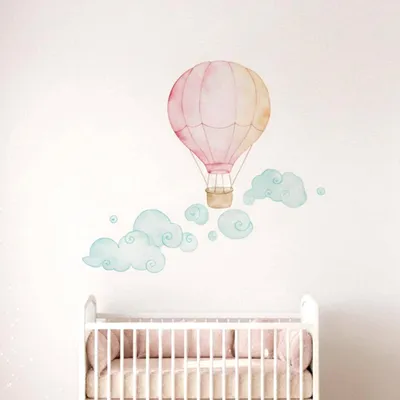 Produktbild von Decords Wandtattoo – rosa Heißluftballon in Aquarelloptik, 240 cm