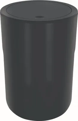 Produktbild von Spirella Design Kosmetikeimer "Cocco" mit Extra Ring für Müllbeutel Treteimer Schwingdeckeleimer Abfallbehälter mit Schwingdeckel 5 Liter (ØxH): 19 x 26 cm Dunkelgrau