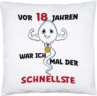 Produktbild von Vor 18 Jahren War Ich Mal Der Schnellste Kissen 18. Geburtstag Happy Birthday Geburtstagskind Geburtstagsparty