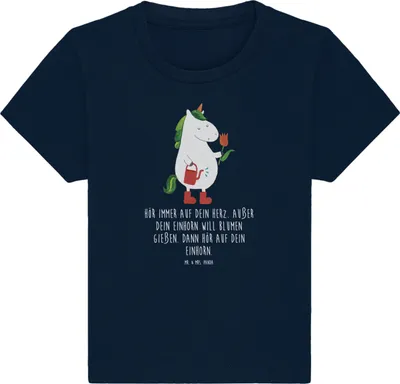 Produktbild von Mr. & Mrs. Panda Organic Baby Shirt Einhorn Gärtner 0. - 6. Monat - French Navy - Geschenk, Luftballon, Babyshirt,  T-Shirt, Garten, Blume, Baumwolle, Unicorn