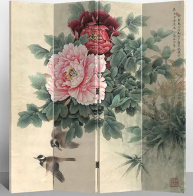Immagine prodotto di Divisorio per la stanza di Asianliving Divisorio per la stanza di parete spagnola Divisorio per la stanza di privacy Schermo giapponese orientale cinese L160xH180cm Tela stampata a doppia faccia Asiatico
