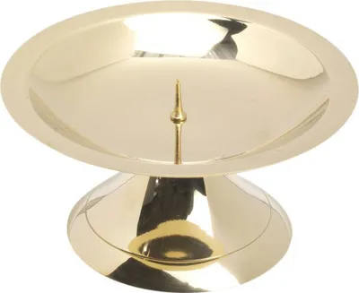 Produktbild von Scheibenleuchter Ø11cm Messing Gold Kerzenleuchter glanz Altarleuchter mit Dorn