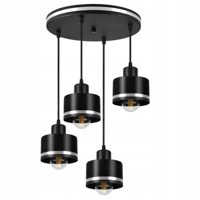 Zdjęcie produktu dla Luxolar LED lampa wisząca 4-światła E27 60W - Lampa sufitowa z 4 metalowymi kloszami czarny chrom - Nowoczesna lampa wisząca do salonu