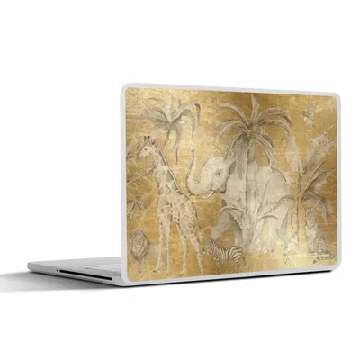 Produktbild von MuchoWow® Laptop Aufkleber Sticker Cover Dschungel - Kinder - Gold - Tiere 36.5x27.5 cm - Laptop-Sticker