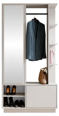 Produktbild von MIRJAN24 Garderobe-Set Nala II mit Spiegel und Kleiderstange, Flurgarderobe (Farbe: Sandbeige)