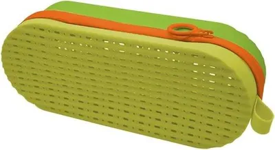 Productafbeelding van Beschermhoes voor zwembril, ademend opbergzak met ventilatiegaten en rits, geschikt voor zwembrillen en sportbrillen, groen-geel.
