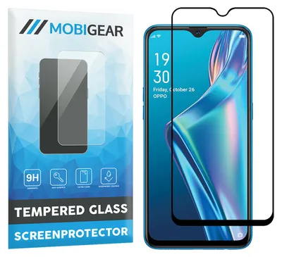 Produktbild von Mobigear Premium Displayschutz für OPPO A12, Panzerglas, gehärtetes Glas – Displayschutzfolie – Kompatibel mit Hüllen – Schwarz
