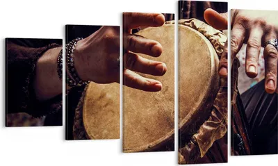 Produktbild von Bild auf Leinwand - Leinwandbild - 5 Teile - Trommel Indien Musiker - 100x60cm - Wand Bild - Wanddeko - Wandbilder - Leinwanddruck - Bilder - Wanddekoration - Leinwand bilder - EG100x60-4866