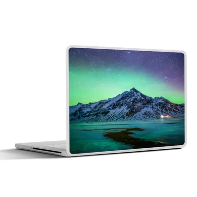 Produktbild von MuchoWow® Laptop Aufkleber Sticker Cover Berg - Nordlichter - Schweden - Schnee - Grün - Winter 25x18 cm - Laptop-Deko