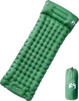 Image de Matelas de camping autogonflant avec oreiller 1 personne vert