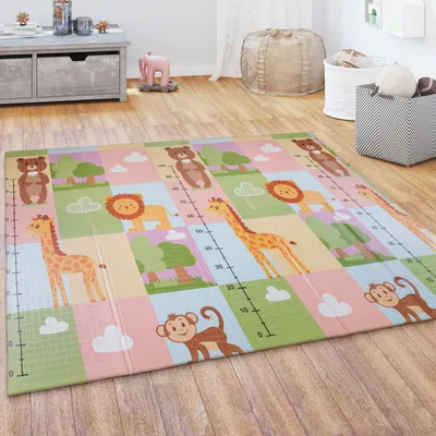 Produktbild von Spielmatte Krabbelmatte Baby Kinder Matte Faltbar Abwischbar Wendbar Tier Motiv Grösse 180x200 cm