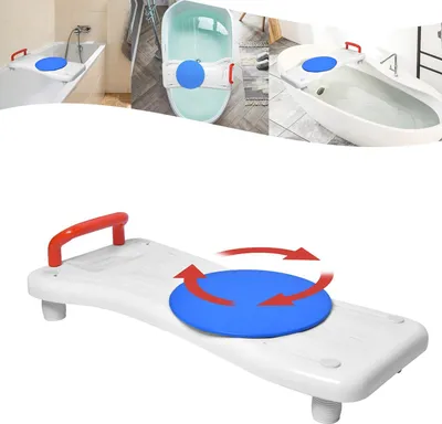 Produktbild von YARDIN Badewannenbrett Badewannensitz Senioren mit 360º Drehscheibe und Rot Griff, Einstellbar Wannensitz PP-Material Sitzbrett für Badewanne mit Seifenablage für Erwachsene bis 150kg