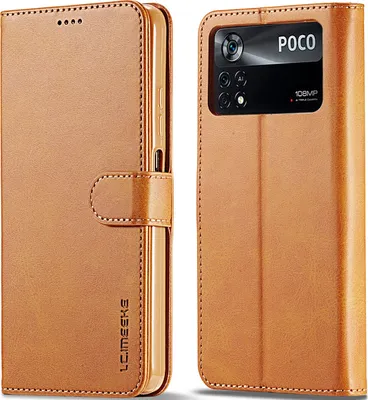 Produktbild von Xiaomi Poco X4 Pro 5G Hülle, Klapphüllen Brieftasche Leder Magnetverschluss Ständer Schutzhülle für Xiaomi Poco X4 Pro 5G Gelb