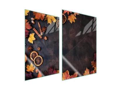 Image de Plaques de recouvrement pour cuisinière 2 pièces 35x52 Couverture de champ en vitrocéramique Planche à découper Automne feuillage