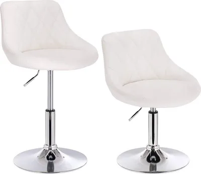 Obrázek produktu pro Barová židle Norino Deluxe - Industrial - Bílá - Barová židle s opěradlem - Výškově nastavitelná - Imitace kůže - Kovový rám - Otočná o 360° - 1 kus