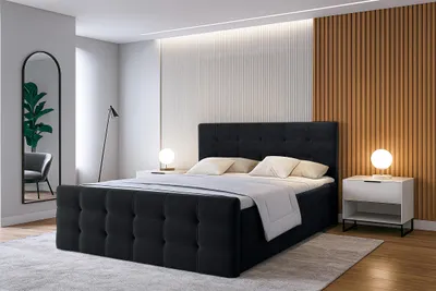 Produktbild von AX LIVING Bett mit Bettkasten 160x200 Argentaro Boxspringbett schwarz