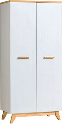 Produktbild von Drehtürenschrank / Kleiderschrank Panduros 01, Farbe: Kiefer Weiß / Eiche Braun - Abmessungen: 185 x 85 x 52 cm (H x B x T)