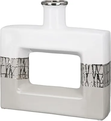 Immagine prodotto di Vaso Gilde, piatto, rettangolare, modello "Cabrera", Vetroceramica, grigio, bianco, argentato, confezione da 2, lunghezza 6,5 cm, larghezza 24 cm, altezza 25 cm. Codice: 47419 4063387474198