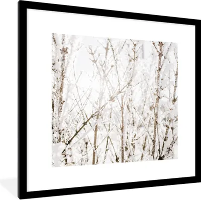 Produktbild von MuchoWow® Gerahmtes Poster Winter - Äste - Eis 40x40 cm - Poster mit Schwarzem Bilderrahmen Wandposter Rahmen Foto Bilder - Poster - Plakat im Rahmen