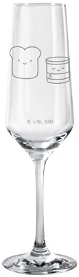 Produktbild von Mr. & Mrs. Panda Glas Toast Marmelade - Transparent - Geschenk, Dreamteam, Süß, graviertes sektglas, Proseccoglas, Trinkglas, Lustige Sprüche, Toastbrot, Brot, Sektflöte