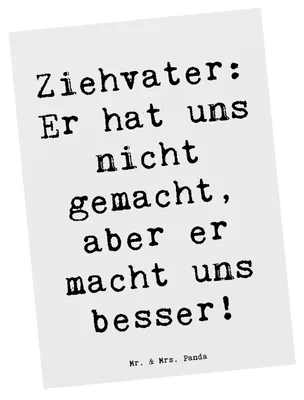 Produktbild von Mr. & Mrs. Panda Postkarte Spruch Ziehvater Liebe - Weiß - Geschenk, Kinder, Fotokarte, Stiefvater, Erzieher, Postkarten, Grußkarte, bildkarte, Jubiläen, Geschenke