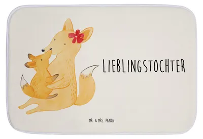 Produktbild von Mr. & Mrs. Panda Badvorleger Fuchs Mama - Weiß - Geschenk, Badezimmerteppich, Muttertag, duschmatte, Mami, Badteppich, Schoß, Mutter, Badematte, Duschvorleger