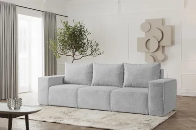 Produktbild von Sofa Designersofa ESTELLE 3-Sitzer in Stoff Abriamo Hellgrau