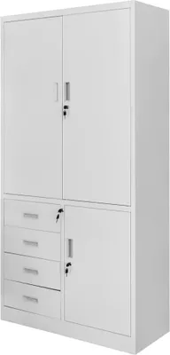 Zdjęcie produktu dla Szafa biurowa metalowa na akta i dokumenty Mega-M WENUS W-10 z szufladami szara 90x40x185 cm skręcana
