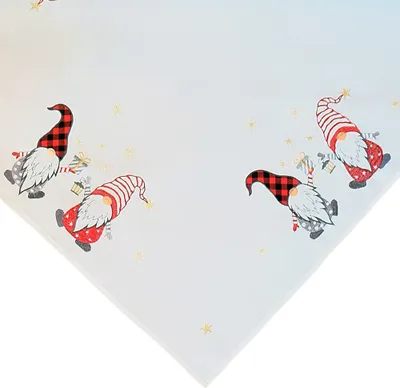 Immagine prodotto di CARINA Tovaglia gnomo di Natale in poliestere bianco 85 x 85 cm