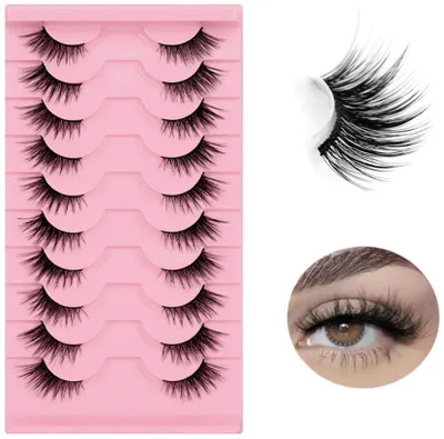 Produktbild von Wimpern - 10 Paar künstliche Wimpern - Künstliche 3D-Wimpern - Wimpern Extensions - 8–11 mm C-Curl - Wimpern zum Selberkleben - Natürlich