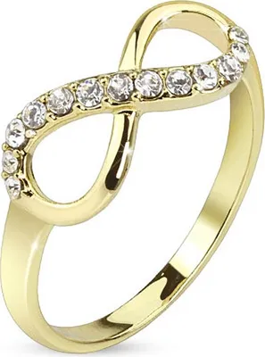 Produktbild von Ring Damen Zirkonia Kristall Strass Infinity Unendlichkeit Silber Gold  49 - Ø 15,70 mm