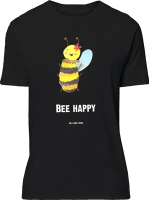Produktbild von Mr. & Mrs. Panda Größe XL T-Shirt Biene Happy - Schwarz - Geschenk, Shirt, Tshirt, mit Spruch