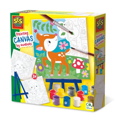 Produktbild von SES Creative 14786 Malen-nach-Zahlen-Leinwand Waldtiere - Kreatives Malset für Kinder ab 6 Jahren, Mal-Set für Kinder, 6 Jahr(e), Mehrfarbig
