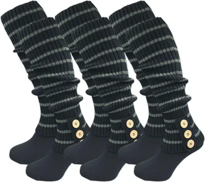 A group of leg warmers are displayed against a white background.