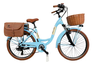 Immagine prodotto di E-bike Venere Dolce Vita 26" con cestino e borse - Azzurro