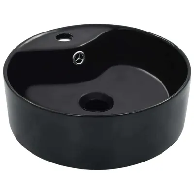 Produktbild von ZMH Waschbecken mit Überlauf 36 x 13 cm Keramik Schwarz
