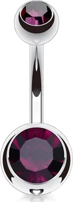 Produktbild von viva-adorno 1,6 x 8 x 4+6 mm Bauchnabel Piercing Banane Titan G23 Bananabell Doppel Kristall Kugeln Zirkonia Z323, lila