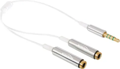 Produktbild von DELOCK Klinkekabel 3,5mm -> 2x 3,5mm St/Bu 0.25m weiß