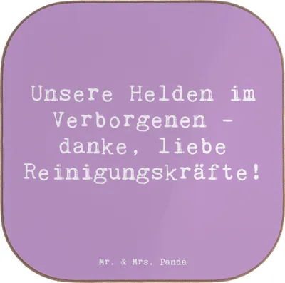 Produktbild von Mr. & Mrs. Panda Flaschenuntersetzer Spruch Reinigungskraft Helden - Lavendeltraum - Geschenk, Liebe, Bedanken, Danke sagen, Wertschätzung, Dankeschön, Aufmerksamkeit