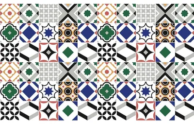 Obrázek produktu pro Samolepicí nálepky na obklady do kuchyně a koupelny – 60 nálepek ve stylu cementových obkladů (AZULEJOS EDIAH) – 60 nálepek o rozměrech 15 x 15 cm