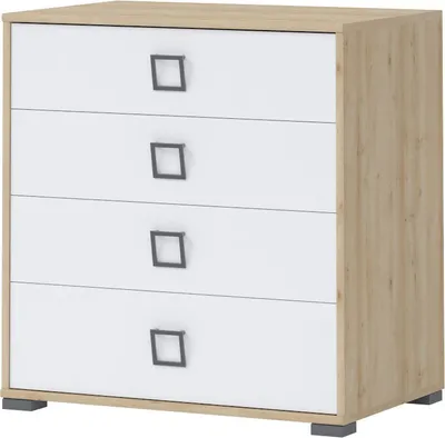 Produktbild von Kinderzimmer - Kommode Benjamin 06, Farbe: Buche / Weiß - 89 x 84 x 56 cm (H x B x T)