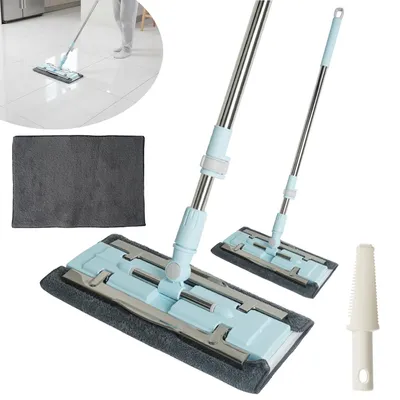 Produktbild von Bodenwischer, Teleskopischer Stahlstiel, Mikrofaser, für Laminat, Fliesen und Sockelleisten