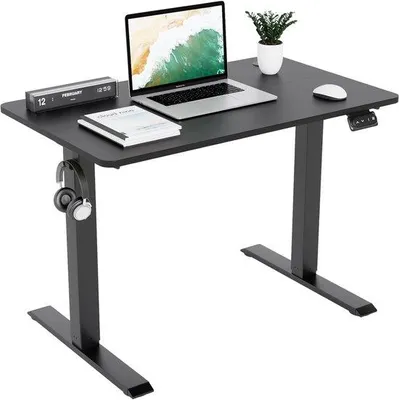 Productafbeelding van Famanu verstelbaar bureau, 100 x 60 cm, met kabeldoorvoer - zwart