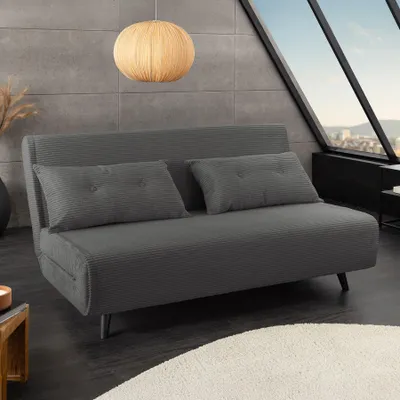 Produktbild von riess-ambiente Schlafsessel SMART MULTIFUNCTION 140cm grau Cord Bettfunktion inkl. Kissen retro