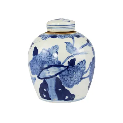 Produktbild von Fine Asianliving Chinesische Deckelvase Blau Weiß Porzellan Vögel D14xH17cm Dekorative Vase Blumenvase Orientalische Keramik Vase Dekoration Vase Moderne Tischdekoration Vase
