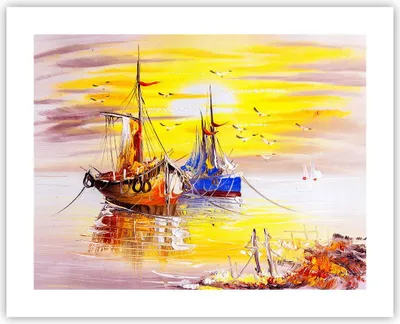 Produktbild von Poster - Poster ohne Rahmen - Boote Sonne Meer Reisen - 50x40 cm - Wand Bild - Wanddeko - Wandbilder - Kunstposter - Wandposter - Bilder - Kunstdruck - Wanddekoration - Wandbild - P2XAA50x40-2882