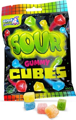 Obrázok produktu pre Kyslé gumové kocky 100 g vrecko Extra kyslé