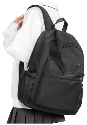 Produktbild von Schulrucksack Teenager Mädchen Wasserdicht Leicht Freizeit Rucksack A1-schwarz